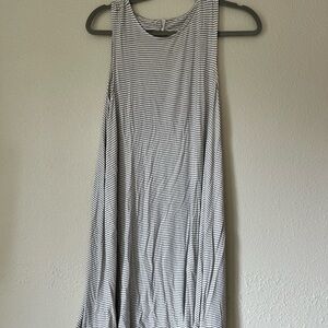 American Eagle Striped Sleeveless Swing Dress - Black & White